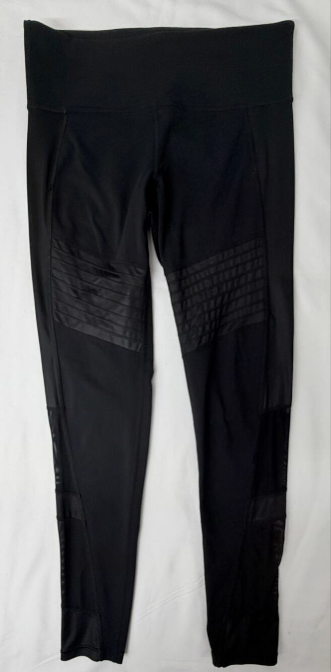 Athleta Moto Leggings Black High Rise Mesh Pocket Yoga Pants Women’s Medium M